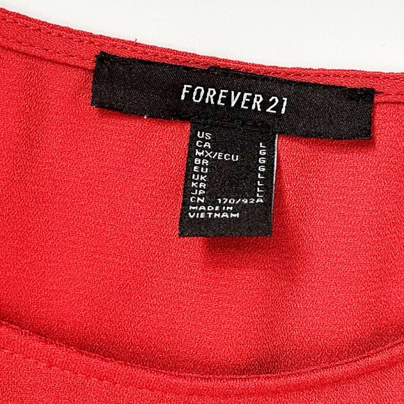 Forever 21 Orange Short Sleeve Blouse (Size Large) - Picture 3 of 3